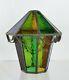 Antique Stained Glass Hall Lantern Light Shade Lead Lined Arts Crafts Victorian