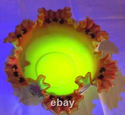 Antique Stevens & Williams Pink/white Satin Glass Brides Basket Bowl Glows