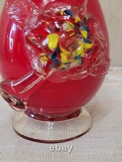 Antique Stevens & Williams Victorian Red Vase Shatterglass Case Glass