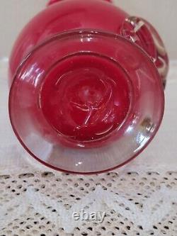 Antique Stevens & Williams Victorian Red Vase Shatterglass Case Glass