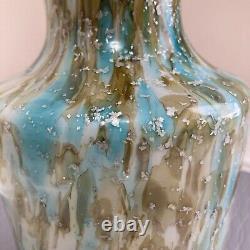 Antique Stevens and Williams Blue/Gold Pinch Glass Art Vase Pontil Victorian EUC