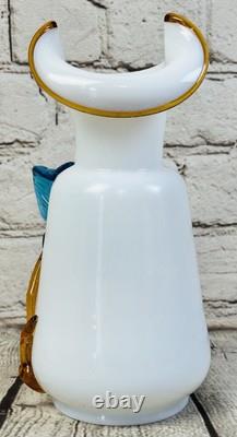 Antique Stevens and Williams Victorian Art Satin Glass Vase 8 Applied Flowers Antique Stevens and Williams Victorian Art Satin Glass Vase 8 Applied Flowers