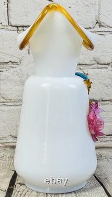 Antique Stevens and Williams Victorian Art Satin Glass Vase 8 Applied Flowers Antique Stevens and Williams Victorian Art Satin Glass Vase 8 Applied Flowers