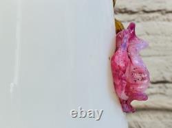 Antique Stevens and Williams Victorian Art Satin Glass Vase 8 Applied Flowers Antique Stevens and Williams Victorian Art Satin Glass Vase 8 Applied Flowers