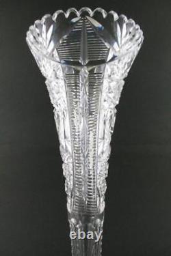 Antique TRUMPET VASE 12 tall ABP American BRILLIANT Period Cut Crystal glass