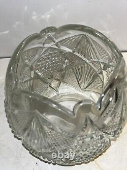 Antique Tall Leaded Crystal Victorian Oil Lamp Shade 4 Fitter Art Glass Gas