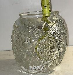 Antique Tall Leaded Crystal Victorian Oil Lamp Shade 4 Fitter Art Glass Gas
