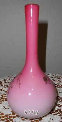 Antique Thomas Webb Peach Blow Glossy Enameled Art Glass Vase, 7.5