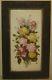 Antique Victorian Still Life Roses & Lilacs Flowers Oil Painting On Milk Glass