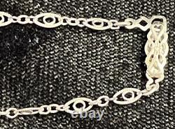 Antique Victorian Art Deco Diamond Camphor Glass Filigree Bracelet, Necklace