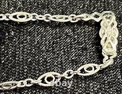 Antique Victorian Art Deco Diamond Camphor Glass Filigree Bracelet, Necklace