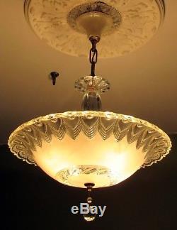 Antique Victorian Art Deco Glass Ceiling Light Fixture Chandelier