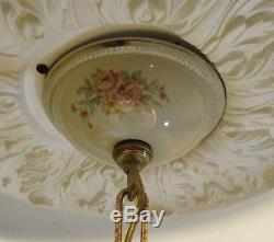 Antique Victorian Art Deco Glass Ceiling Light Fixture Chandelier Porcelier