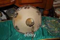 Antique Victorian Art Deco Hanging Glass Chandelier Lamp Shade Bow Tie Patterns