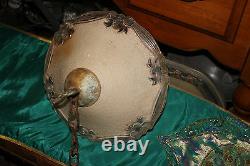 Antique Victorian Art Deco Hanging Glass Chandelier Lamp Shade Bow Tie Patterns