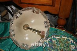 Antique Victorian Art Deco Hanging Glass Chandelier Lamp Shade Bow Tie Patterns