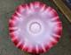 Antique Victorian Art Glass Brides Basket Bowl Cranberry 11-1/4 Mica Confetti