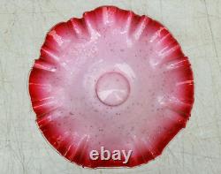 Antique Victorian Art Glass Brides Basket Bowl Cranberry 11-1/4 Mica Confetti Antique Victorian Art Glass Brides Basket Bowl Cranberry 11-1/4 Mica Confetti