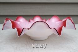 Antique Victorian Art Glass Brides Basket Bowl Cranberry 11-1/4 Mica Confetti Antique Victorian Art Glass Brides Basket Bowl Cranberry 11-1/4 Mica Confetti