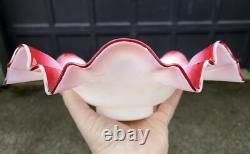 Antique Victorian Art Glass Brides Basket Bowl Cranberry 11-1/4 Mica Confetti Antique Victorian Art Glass Brides Basket Bowl Cranberry 11-1/4 Mica Confetti