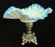 Antique Victorian Art Glass Brides Basket Bowl/stand/center-piece Silver-plated