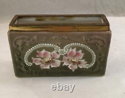 Antique Victorian Art Glass Cf Monroe Nakara Playing Card Holder Box