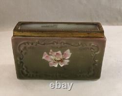 Antique Victorian Art Glass Cf Monroe Nakara Playing Card Holder Box