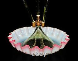 Antique Victorian Art Glass Cranberry, Blue And Green EPERGNE