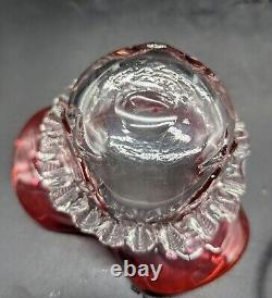 Antique Victorian Art Glass Cranberry Open Sugar Sauce Bowl W Stand 6