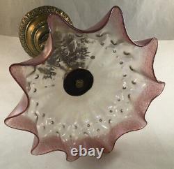 Antique Victorian Art Glass Loetz Type Centerpiece Brides Basket Tazza Stag Base