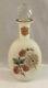 Antique Victorian Art Glass Opaque Perfume Bottle With Berries And Spider Web