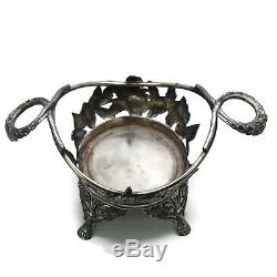 Antique Victorian Art Glass Peachblow Basket Ruffled Top Quadruple Silverplate