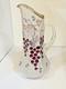 Antique Victorian Art Glass Pitcher Panelled Satin Floral Northwood 13.5