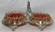 Antique Victorian Art Glass Silverplated Stevens & Williams Double Sweetmeat