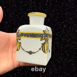 Antique Victorian Art Glass Vase Hand Painted Raised Texture Bud Vase 4Tall
