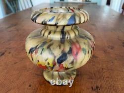 Antique Victorian Art Glass Vase with Polychrome Satin Finish