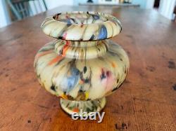Antique Victorian Art Glass Vase with Polychrome Satin Finish