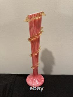 Antique Victorian Art Glass Vaseline Cranberry Uranium Glass Vase Antique Victorian Art Glass Vaseline Cranberry Uranium Glass Vase