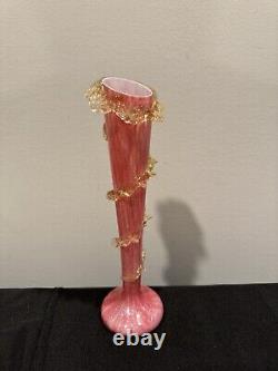 Antique Victorian Art Glass Vaseline Cranberry Uranium Glass Vase Antique Victorian Art Glass Vaseline Cranberry Uranium Glass Vase