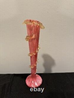 Antique Victorian Art Glass Vaseline Cranberry Uranium Glass Vase Antique Victorian Art Glass Vaseline Cranberry Uranium Glass Vase