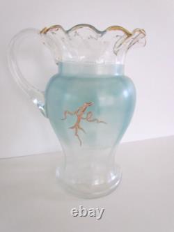 Antique Victorian Art Glass Water Lemonade Set Hand Enameled Antique Victorian Art Glass Water Lemonade Set Hand Enameled