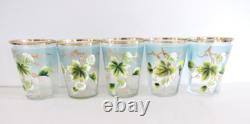 Antique Victorian Art Glass Water Lemonade Set Hand Enameled Antique Victorian Art Glass Water Lemonade Set Hand Enameled