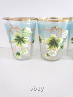 Antique Victorian Art Glass Water Lemonade Set Hand Enameled Antique Victorian Art Glass Water Lemonade Set Hand Enameled
