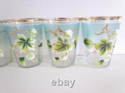 Antique Victorian Art Glass Water Lemonade Set Hand Enameled Antique Victorian Art Glass Water Lemonade Set Hand Enameled