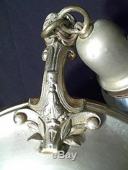 Antique Victorian Art Nouveau Art Deco 3 Arm Chandelier+frosted Glass Shades