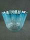 Antique Victorian, Art Nouveau Blue Etched Glass Duplex Oil Lamp Shade 4 Fitter