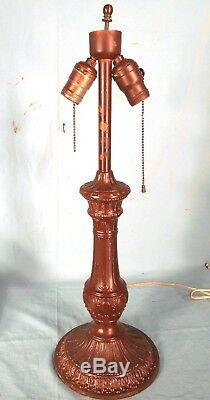 Antique Victorian Art Nouveau Caramel Slag Glass 6 Panel Column Lamp