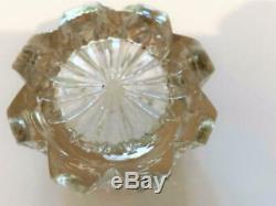 Antique Victorian Art Nouveau Cast Metal Crystal Glass Trinket Jewelry Ring Box