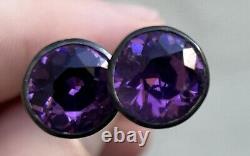 Antique Victorian Art Nouveau Deco Silver Amethyst Glass Brooch Hat Pins