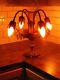 Antique Victorian Art Nouveau Epergne Centerpiece Table Lamp Amber Glass